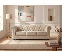 Canapé 3 places en velours beige CHESTERFIELD