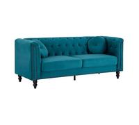 Vente-unique – Canapé 3 places TURNER – velours bleu canard