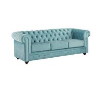 Canapé 3 places CHESTERFIELD - Velours bleu pastel