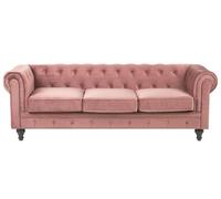 Canapé 3 places en velours rose CHESTERFIELD - BELIANI - Classique - Intemporel - Moelleux