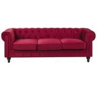 Canapé 3 places en velours rouge foncé CHESTERFIELD