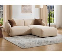 Canapé 3 places et pouf en tissu texturé beige MIBASTO