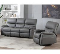 Canapé 3 places et un fauteuil relax en simili gris CANBY