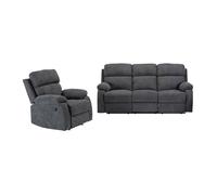 Canapé 3 places et un fauteuil relax en tissu TOLZANO - Anthracite