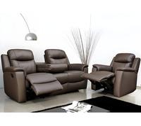 Canapé 3 places et un fauteuil relax EVASION en cuir - Marron