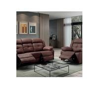 Canapé 3 Places + Fauteuil Relax Manuel Chocolat - FABARES -