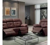 Canapé 3 Places + Fauteuil Relax Manuel Chocolat - FABARES - ALTOBUY Marron G