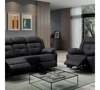 FABARES - Canapé 3 Places + Fauteuil Relax Manuel Gris