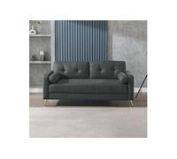 Canapé 3 places fixes en microfibre anthracite - GLIMAR
