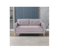 Canapé 3 places fixes en microfibre gris clair - GLIMAR