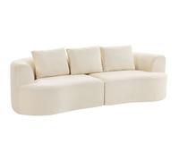 Canapé 3 places - HOMCOM - assise large, 3 coussins - entièrement compressé pas de montage - tissu chenille - 260cm - crème