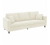 Canapé 3 places - HOMCOM - assise large - coussin à ressorts - larges accoudoirs - velours côtelé - 225 x 80 x 79 cm - crème
