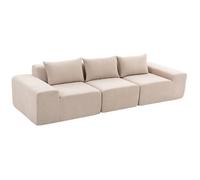 HOMCOM Canapé 3 Places en Chenille 320 cm Canapé Salon Modulaire Beige | Assise et Accoudoirs Extra-Larges, 3 Coussins, Rembourrage Épais, Entièrement Compressé Sans Montage, pour Chambre Bureau