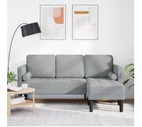 Canapé 3 places L gris clair 160 cm en tissu