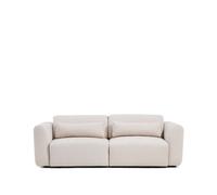 Canapé 3 places Lares avec assises coulissantes motorisées et appui-tête inclinable, en chenille beige 240 cm