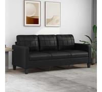 Canapé 3 places noir 180 cm en simili cuir | Similicuir 75 % PVC, cadre en métal, mousse, 198 x 77 x 80 cm, noir