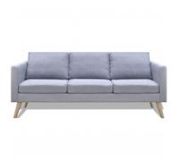 Canapé 3 places - OMABETA - M01612 - Tissu gris clair - Bois - Confort moelleux