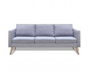 Canapé 3 places - OMABETA - M01612 - Tissu gris clair - Bois - Confort moelleux