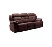 Canapé 3 places relax électrique ADOLIS tissu aspect peau chocolat 217x90xH104cm