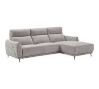 Canapé 3 places relax électrique avec méridienne droite tissu polyester chiné gris clair - SANTIAGO -
