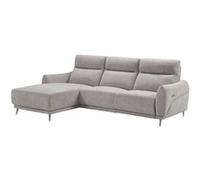 Canapé 3 places relax électrique avec méridienne gauche tissu polyester chiné gris clair - SANTIAGO -
