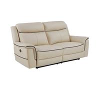 Canapé 3 places relax électrique en cuir beige ADELIO