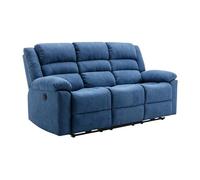 Vente-unique - Canapé 3 Places Relax électrique en Tissu Bleu BUROLO