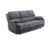 Canapé 3 places relax en microfibre et simili gris et noir BRODY