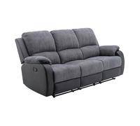 Canapé 3 places relax en microfibre et simili gris et noir BRODY