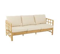 J-Line Canapé 3 places «Elise» – Rotin naturel, coussin – 187 cm – Naturel