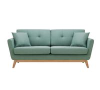 Canapé 3 places scandinave et 2 coussins en tissu vert d'eau HOGA