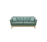 Canapé 3 places scandinave et 2 coussins en tissu vert d'eau HOGA