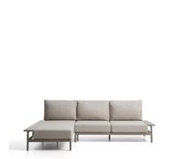 Canapé 3 places Vathi en aluminium avec méridienne à gauche, gris tourterelle, 250 x 159 cm