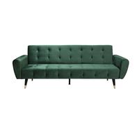 Canapé 3 places en velours vert convertible en couchage