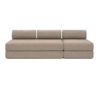 Canapé 4 places - 2 modules convertibles : Canapé 3 places + Fauteuil - Tissu lisse Taupe Taupe