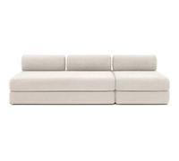Canapé 4 places - 2 modules convertibles : Canapé 3 places + Fauteuil - Velours côtelé Blanc Blanc