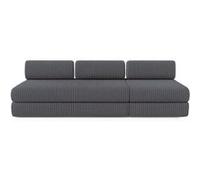 Canapé 4 places - 2 modules convertibles : Canapé 3 places + Fauteuil - Velours côtelé XL Gris Gris