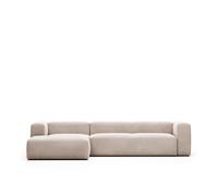 Canapé 4 places Blok, méridienne gauche, beige, 330 cm