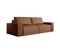 Canapé 4 places convertible en tissu effet cuir marron AMELIA