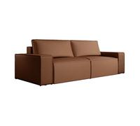 Canapé 4 places convertible en tissu effet cuir marron AMELIA