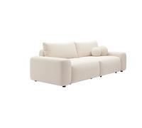 Vente-unique - Canapé 4 Places Convertible en Tissu texturé crème DAVISO