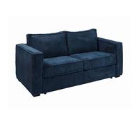 Canapé 4 places convertible express électrique en velours côtelé bleu nuit - Couchage 160 cm - Matelas 14 cm LORETO