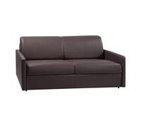 Canapé 4 places convertible express en simili marron - Couchage à lattes larges 160 cm - Matelas 14 cm CALIFE