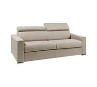 Vente-unique - Canapé 4 Places Convertible Express en Tissu Beige avec Assise mémoire de Forme - Couchage Lattes Larges 160 cm - Matelas 16 cm mémoire de Forme