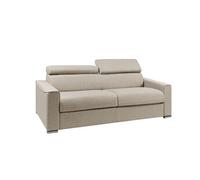 Canapé 4 places convertible express en tissu beige - couchage 160 cm - Matelas 22 cm avec mémoire de forme VIZIR