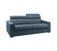 Canapé 4 places convertible express en tissu bleu - couchage 160 cm - Matelas 18 cm avec mémoire de forme VIZIR
