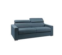 Canapé 4 places convertible express en tissu bleu - couchage 160 cm - Matelas 22 cm avec mémoire de forme VIZIR