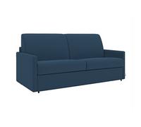 Canapé 4 places convertible express en tissu bleu nuit avec assise mémoire de forme - Couchage à lattes larges 160 cm - Matelas 14 cm CALIFE
