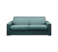 Canapé 4 places convertible express en tissu chiné bleu - Couchage 160 cm - Matelas 22 cm avec mémoire de forme CALITO