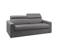 Vente-unique - Canapé 4 Places Convertible Express en Tissu Gris avec Assise mémoire de Forme - Couchage 160 cm - Matelas 22 cm mémoire de Forme